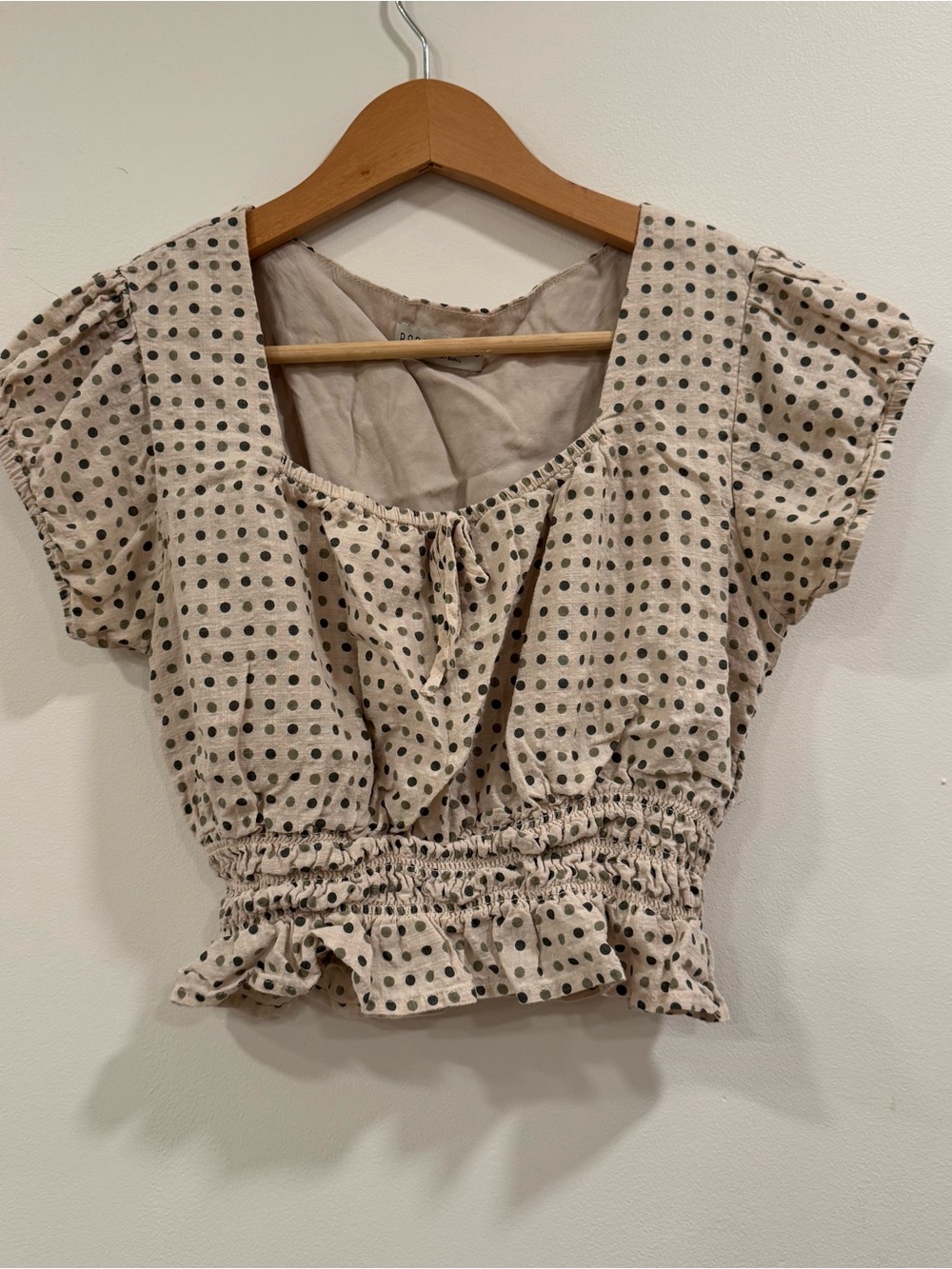 Paper Crane Babydoll polka dot blouse with ruffle details